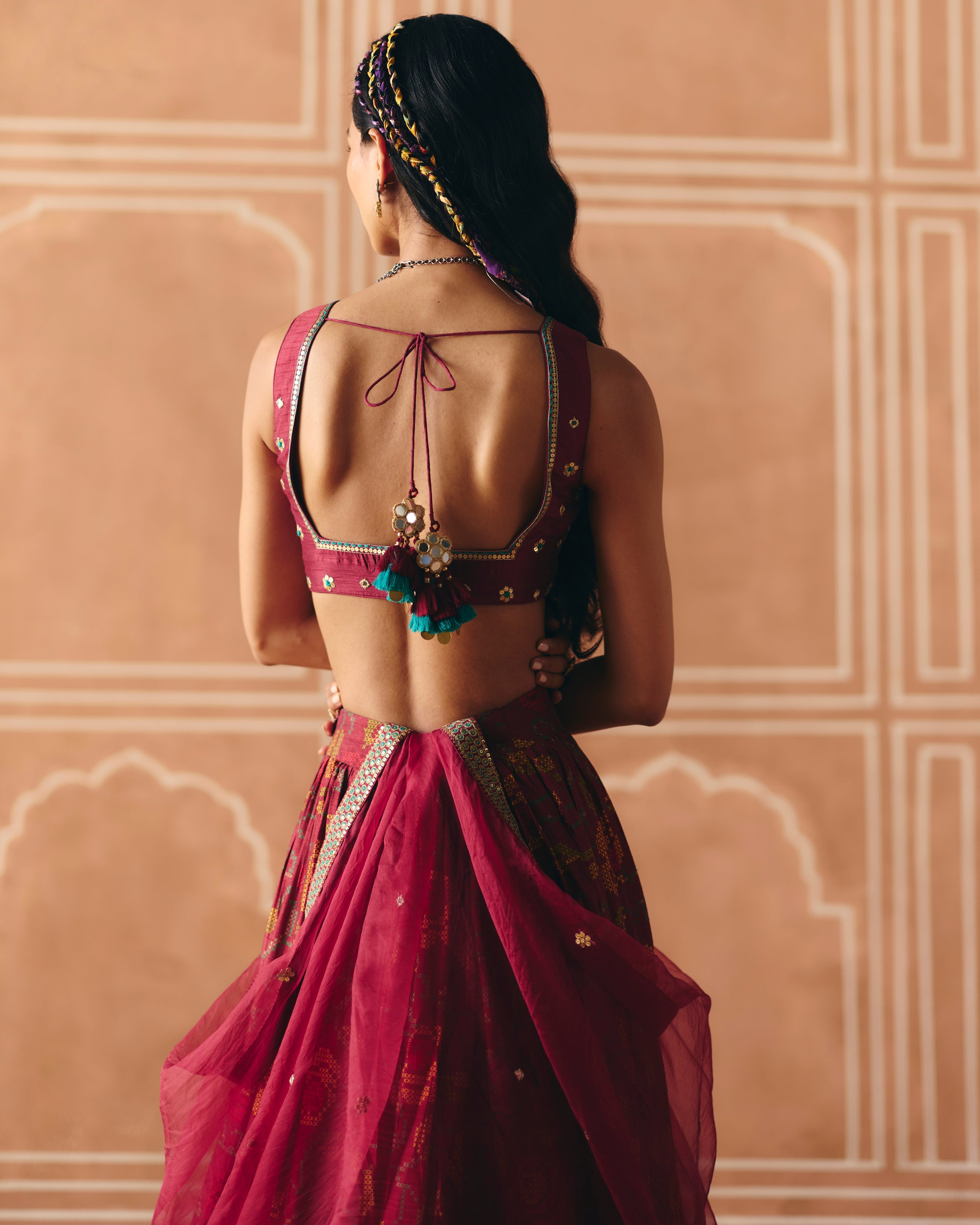 Berry Plum Gathered Lehenga