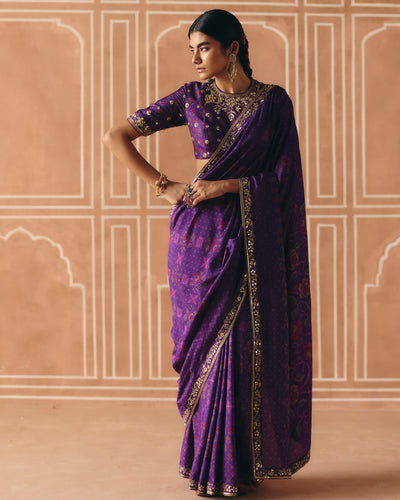 Imperial Violet Sari Set