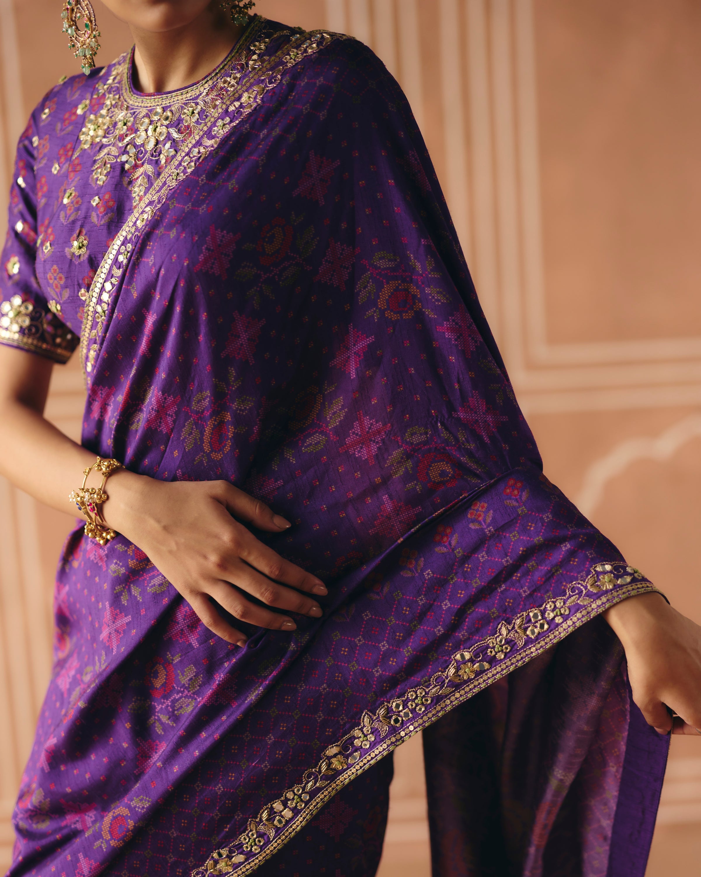 Imperial Violet Sari Set