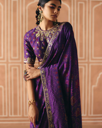Imperial Violet Sari Set