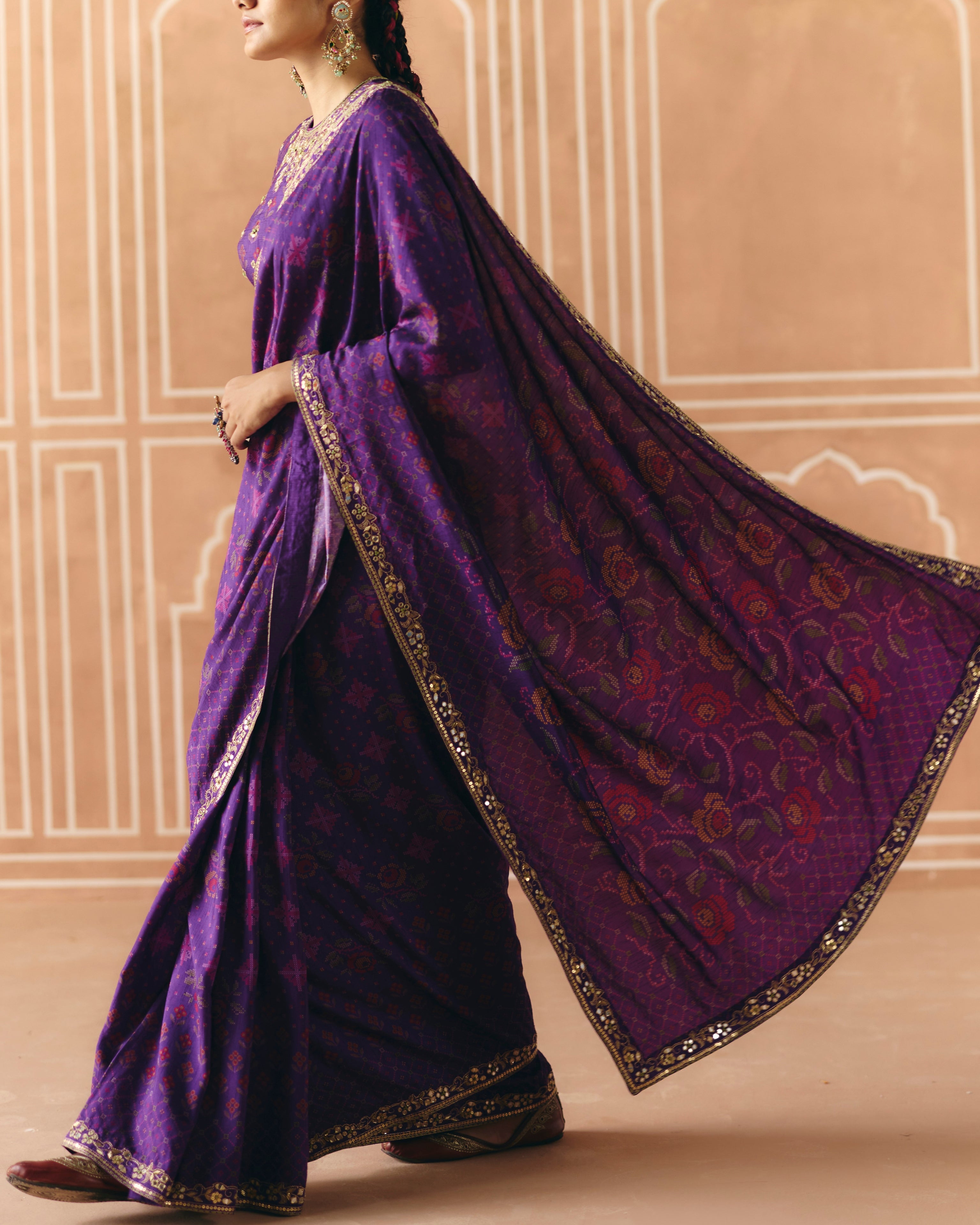 Imperial Violet Sari Set