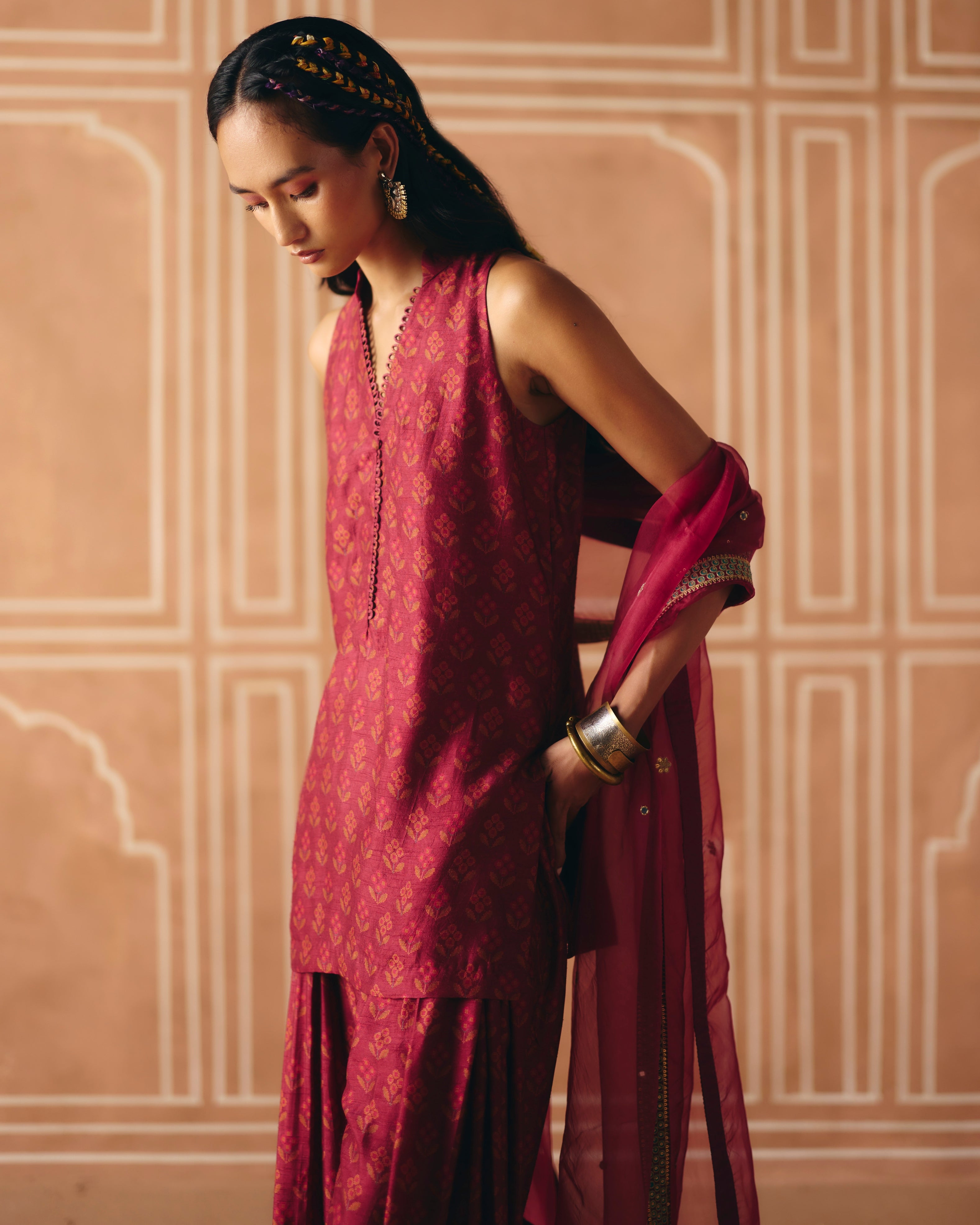 Berry Plum Farshi Salwar Kurta Set