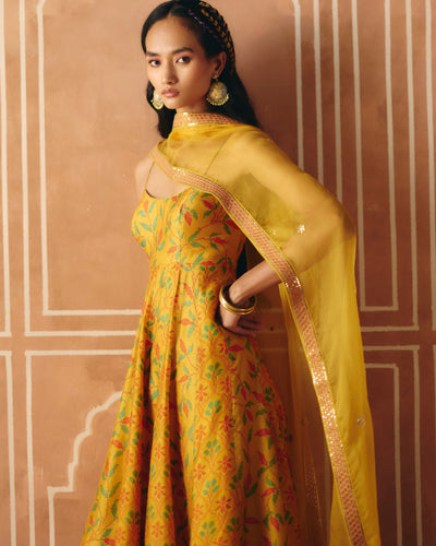 Marigold Yellow Anarkali Set