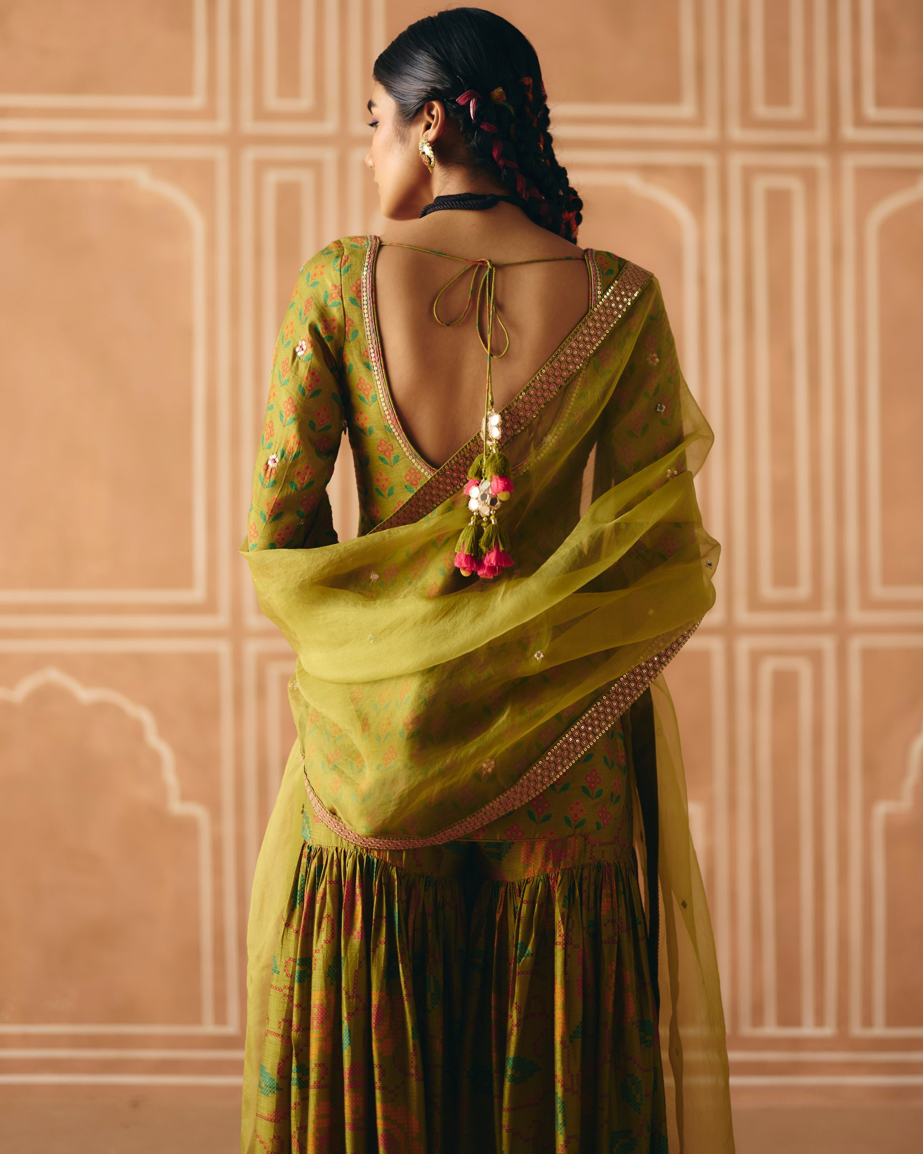 Parrot Green Sharara Set