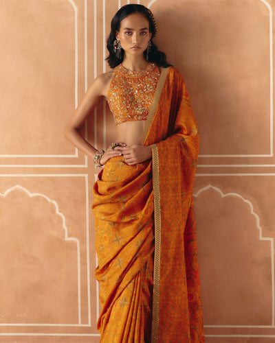 Burnt Orange Sari Set