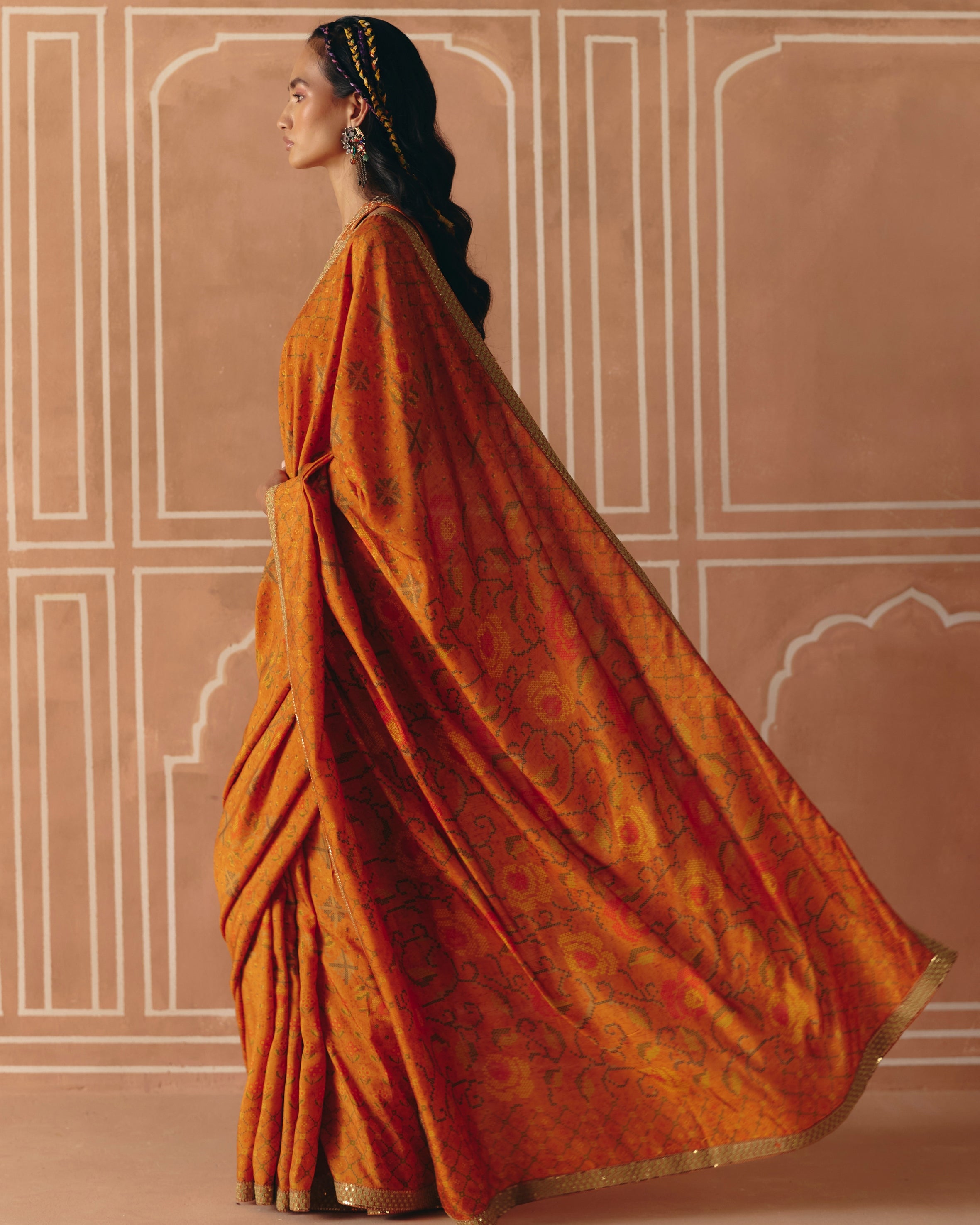 Burnt Orange Sari Set
