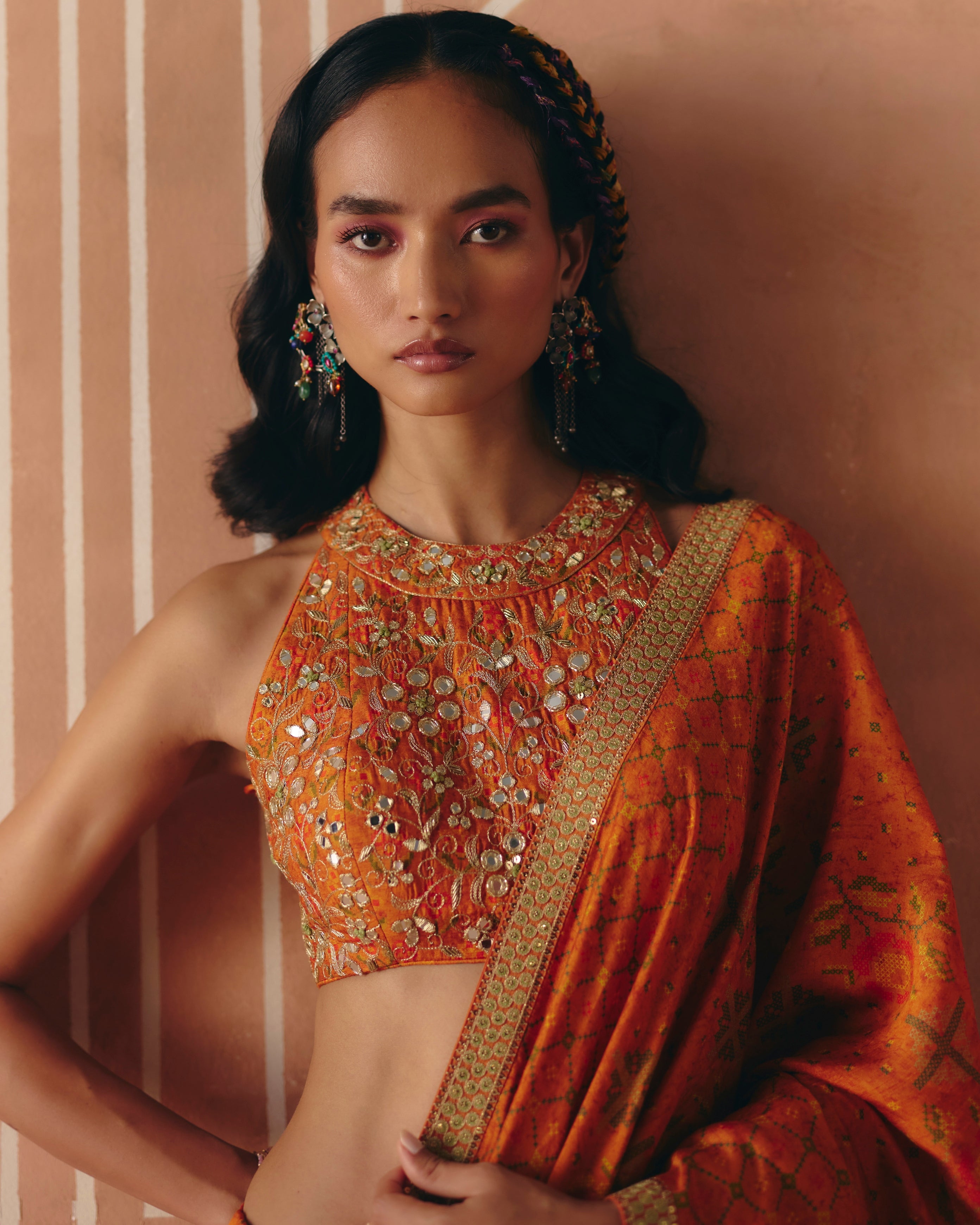 Burnt Orange Sari Set