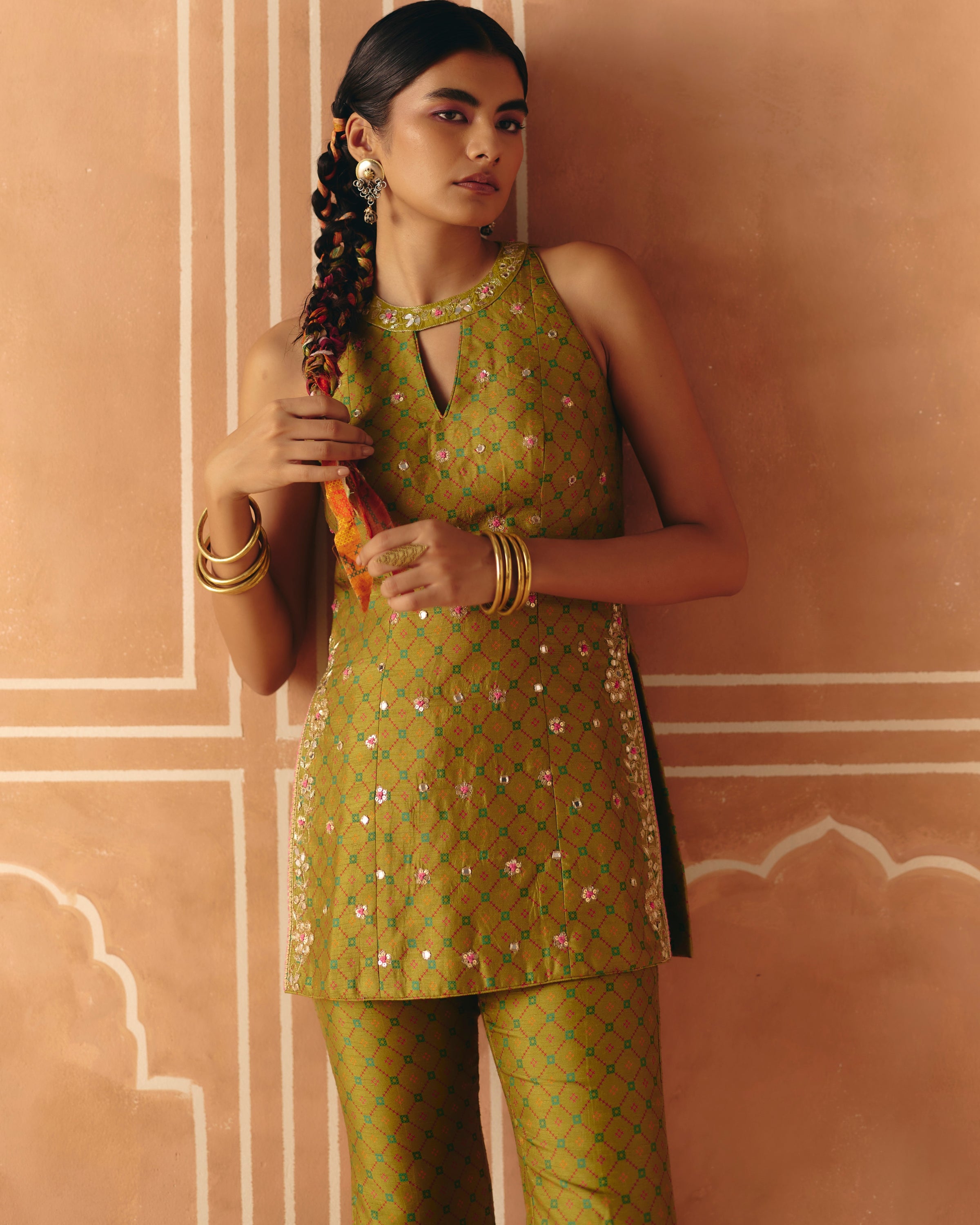 Parrot Green Tunic Set