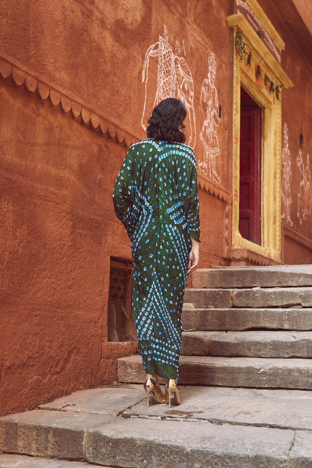 Bandhani Draped Kaftan