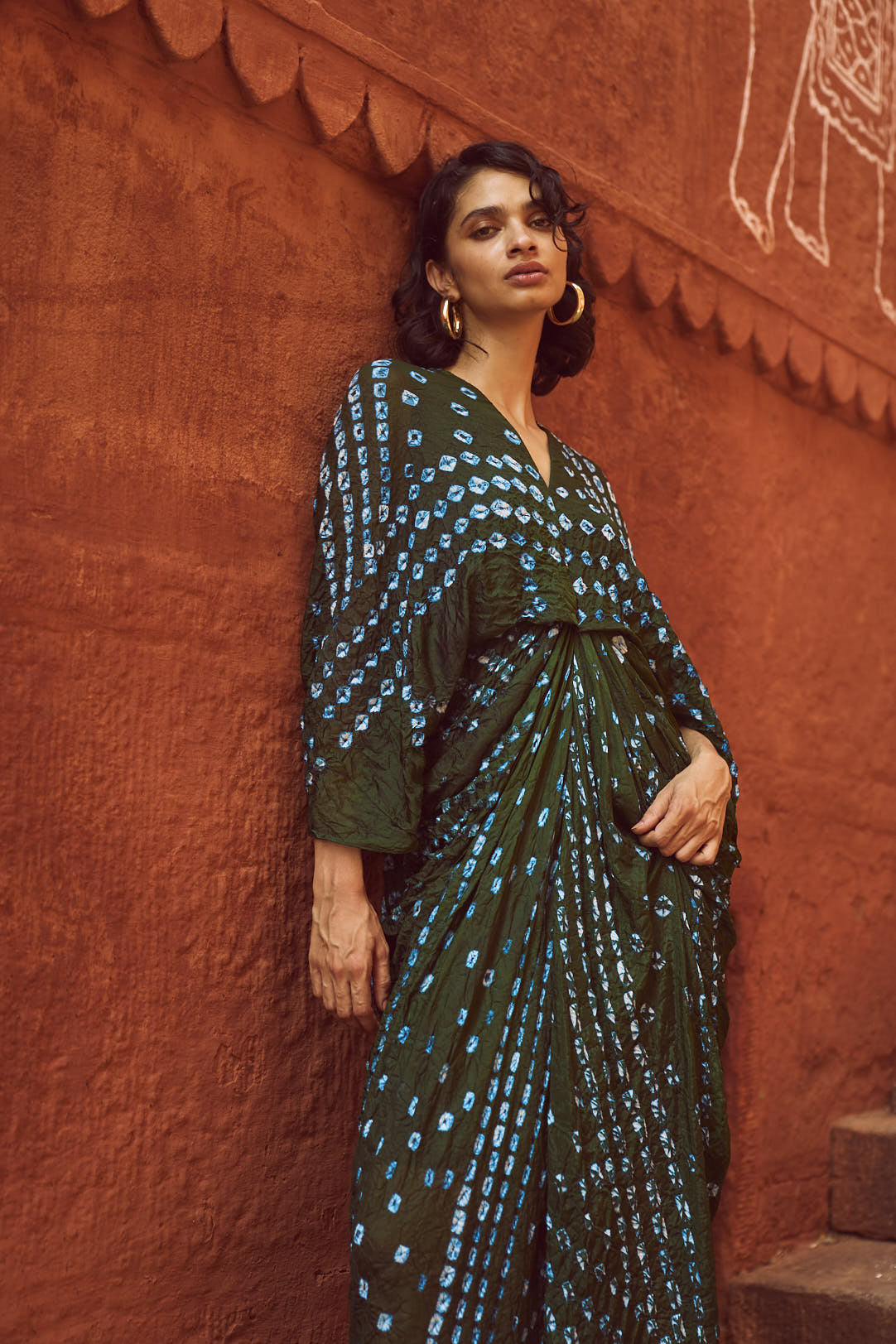 Bandhani Draped Kaftan