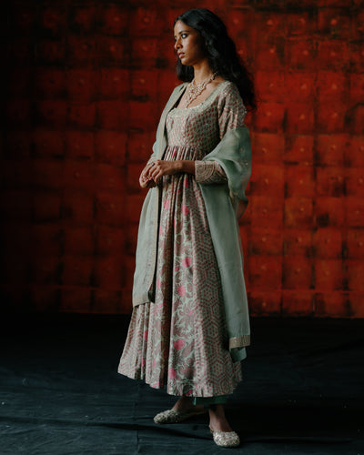 Wasabi Mint Anarkali Set