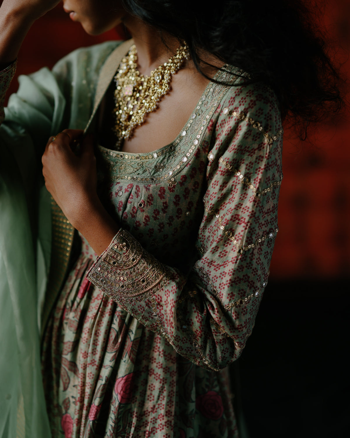 Wasabi Mint Anarkali Set