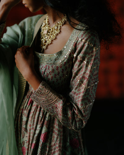 Wasabi Mint Anarkali Set