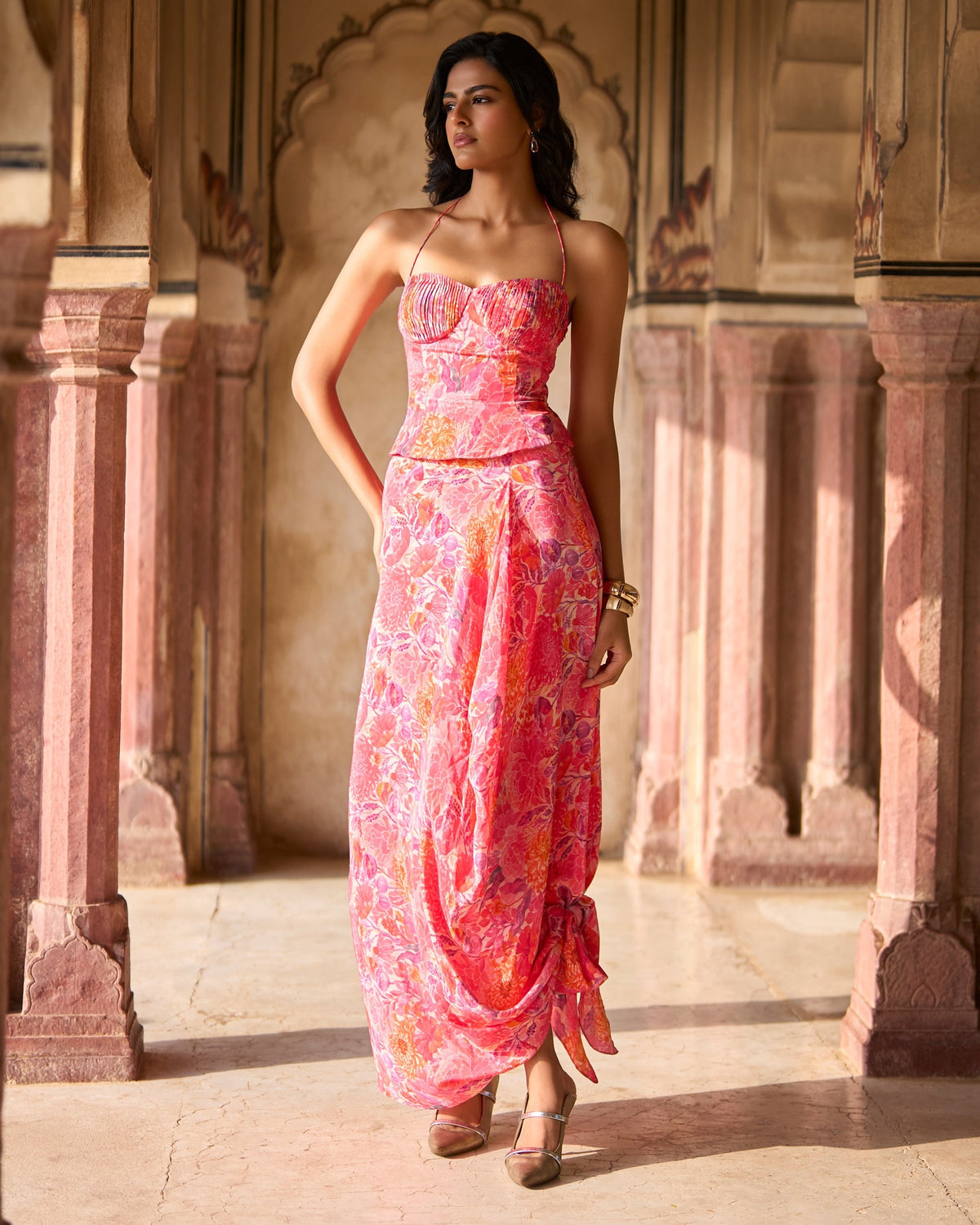 Fuchsia Floral Corset Set