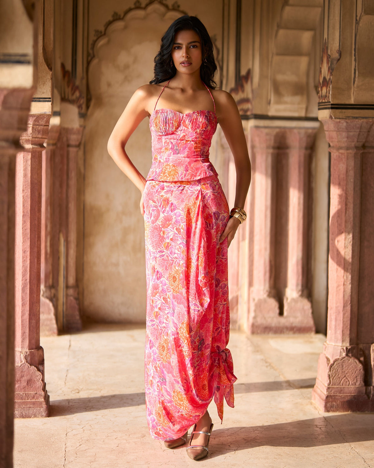 Fuchsia Floral Corset Set