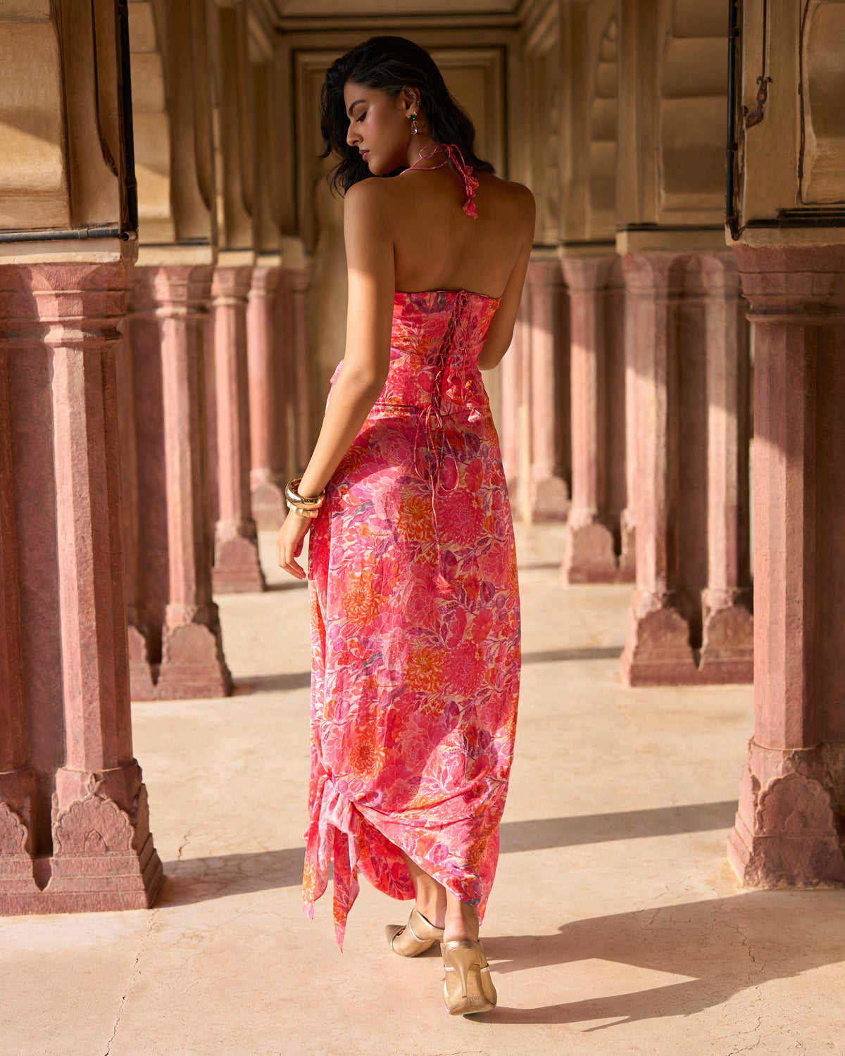 Fuchsia Floral Corset Set