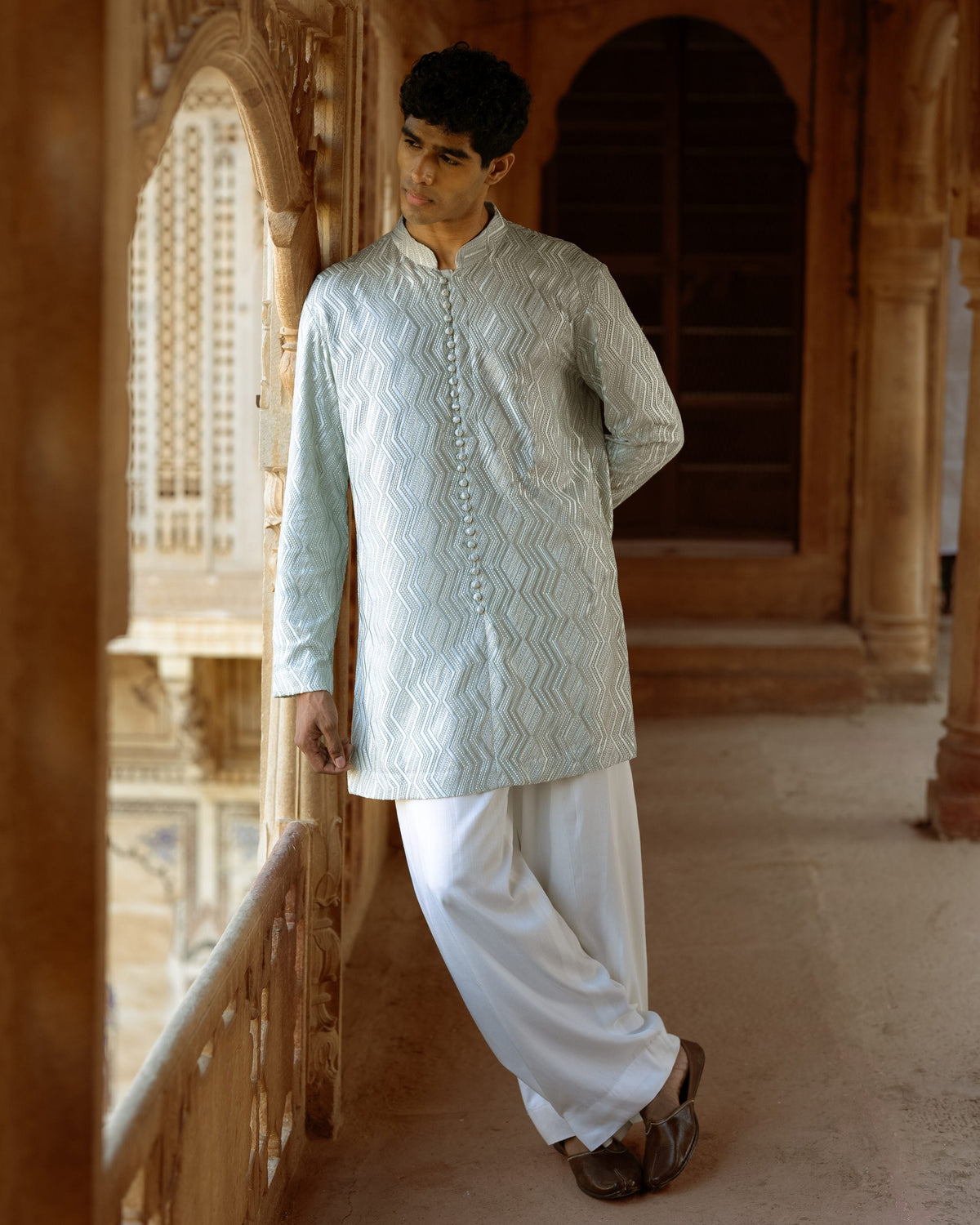 Aqua Embroidered Kurta Set