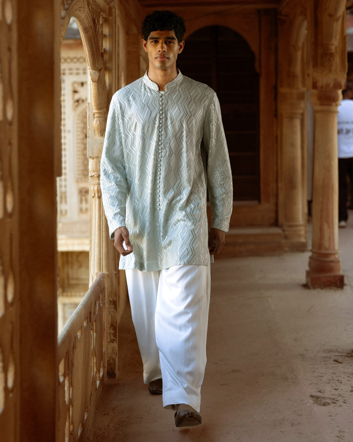 Aqua Embroidered Kurta Set