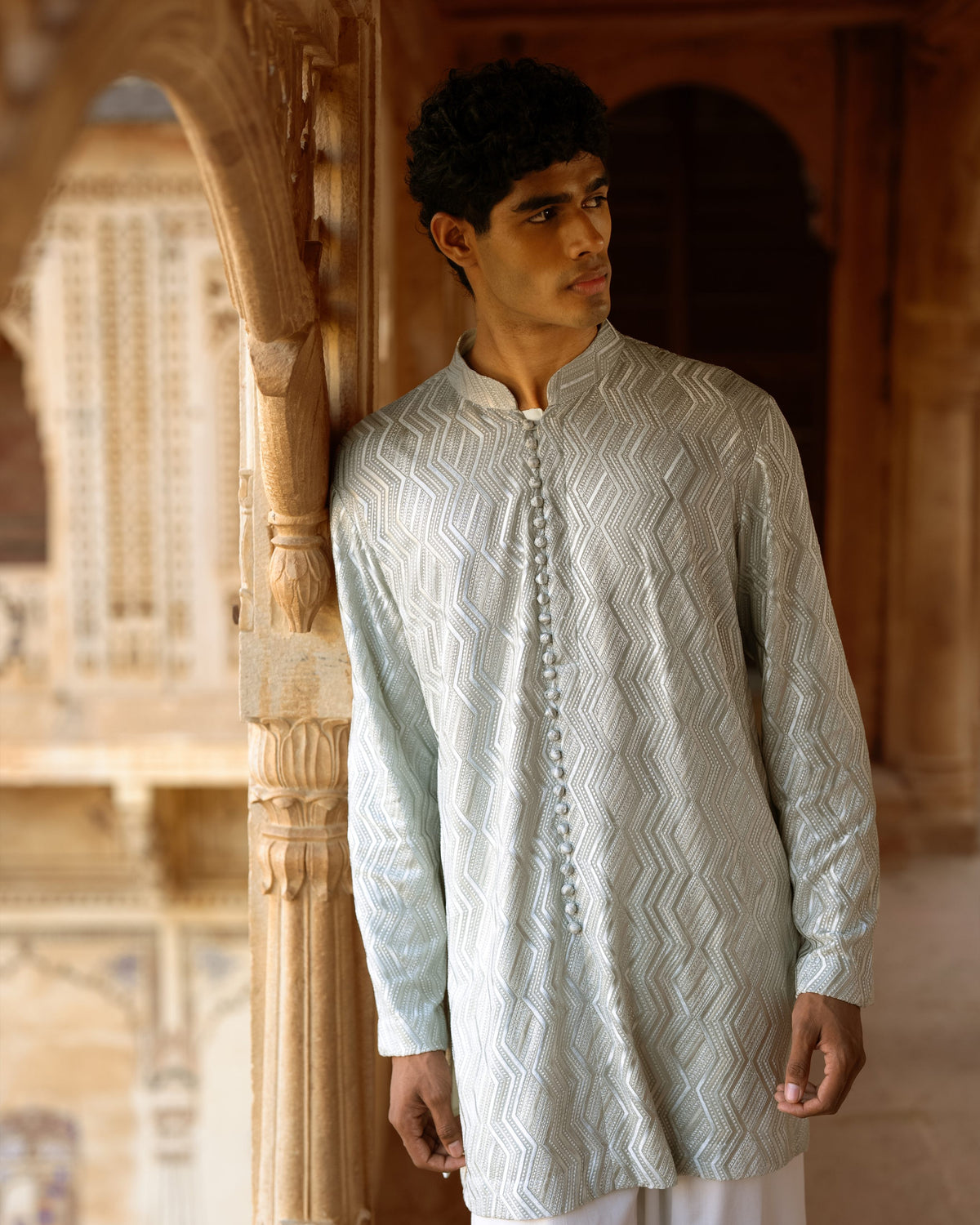 Aqua Embroidered Kurta Set
