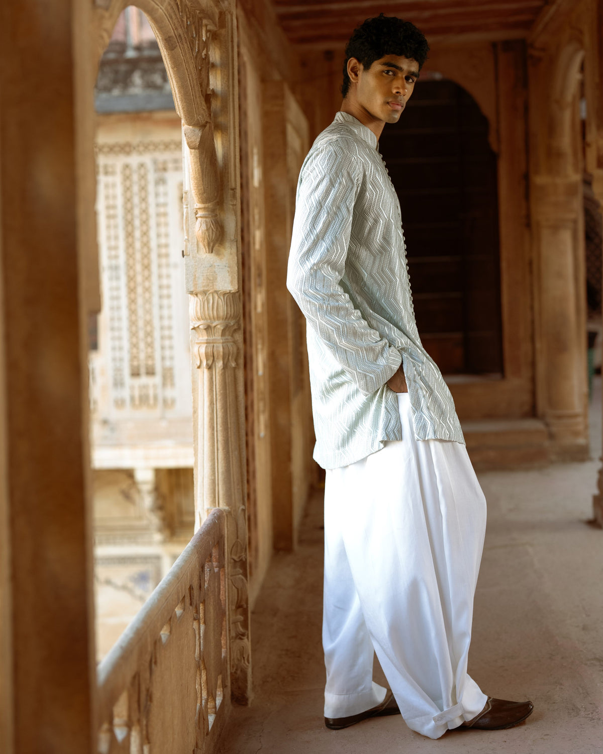 Aqua Embroidered Kurta Set