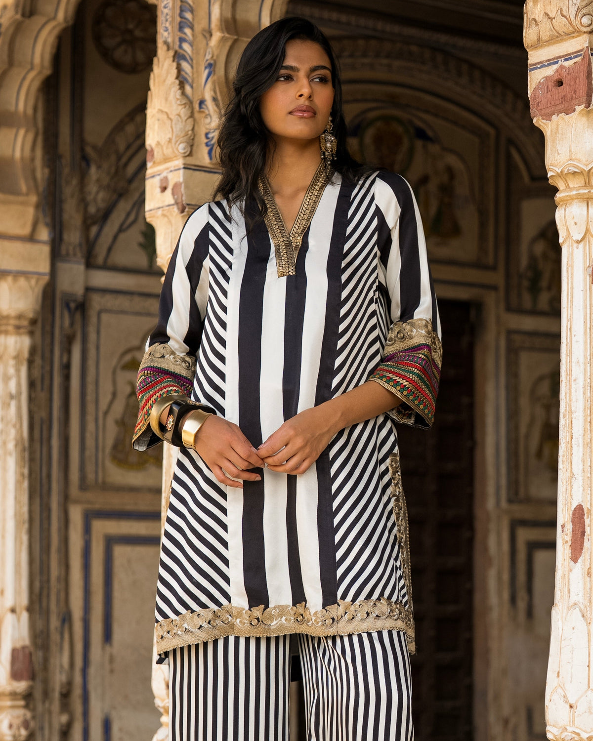 Monochrome Stripe Pant Set