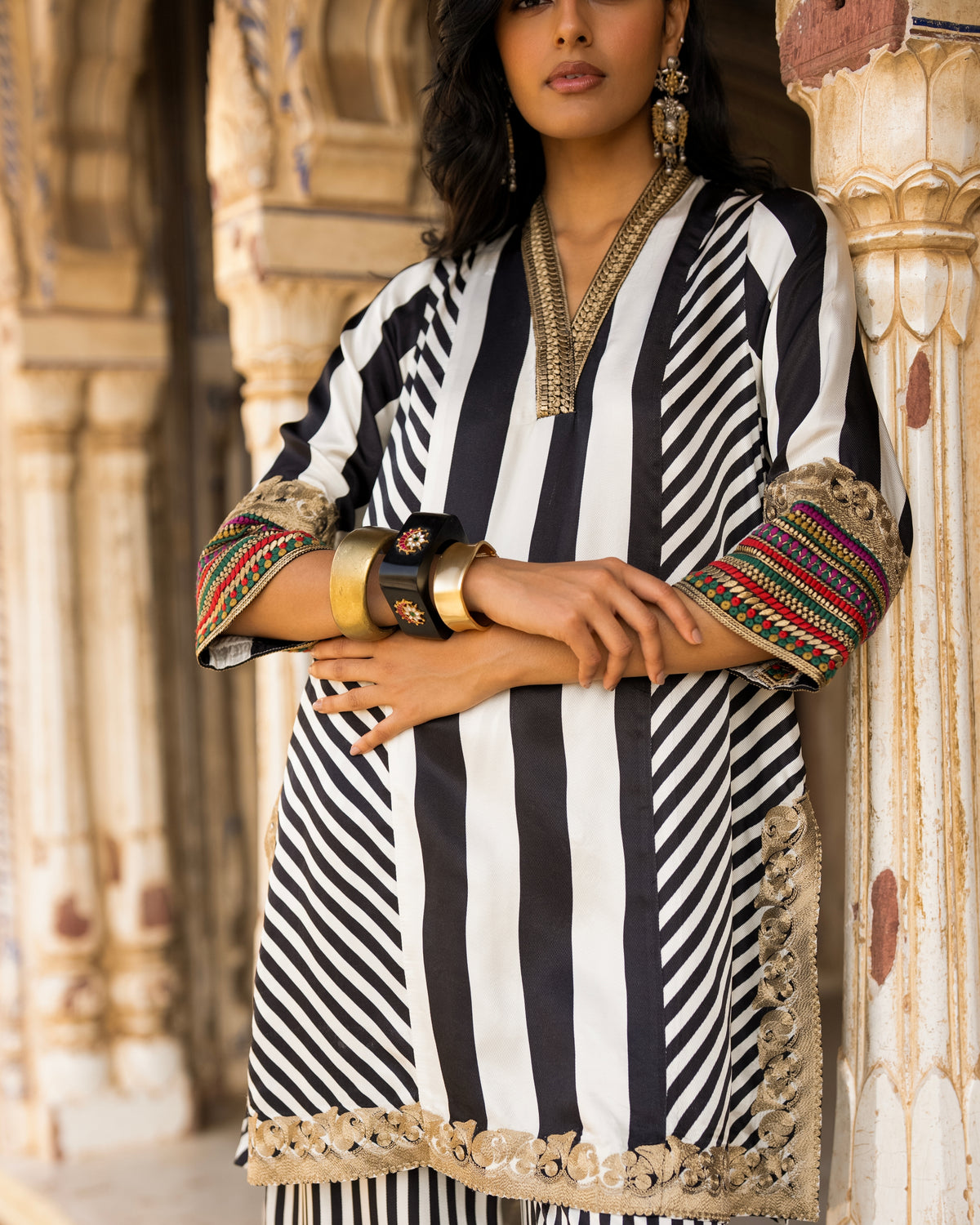 Monochrome Stripe Pant Set