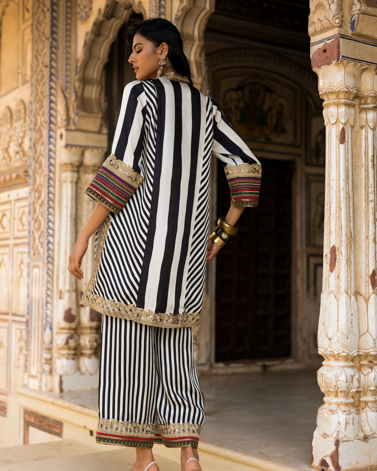 Monochrome Stripe Pant Set