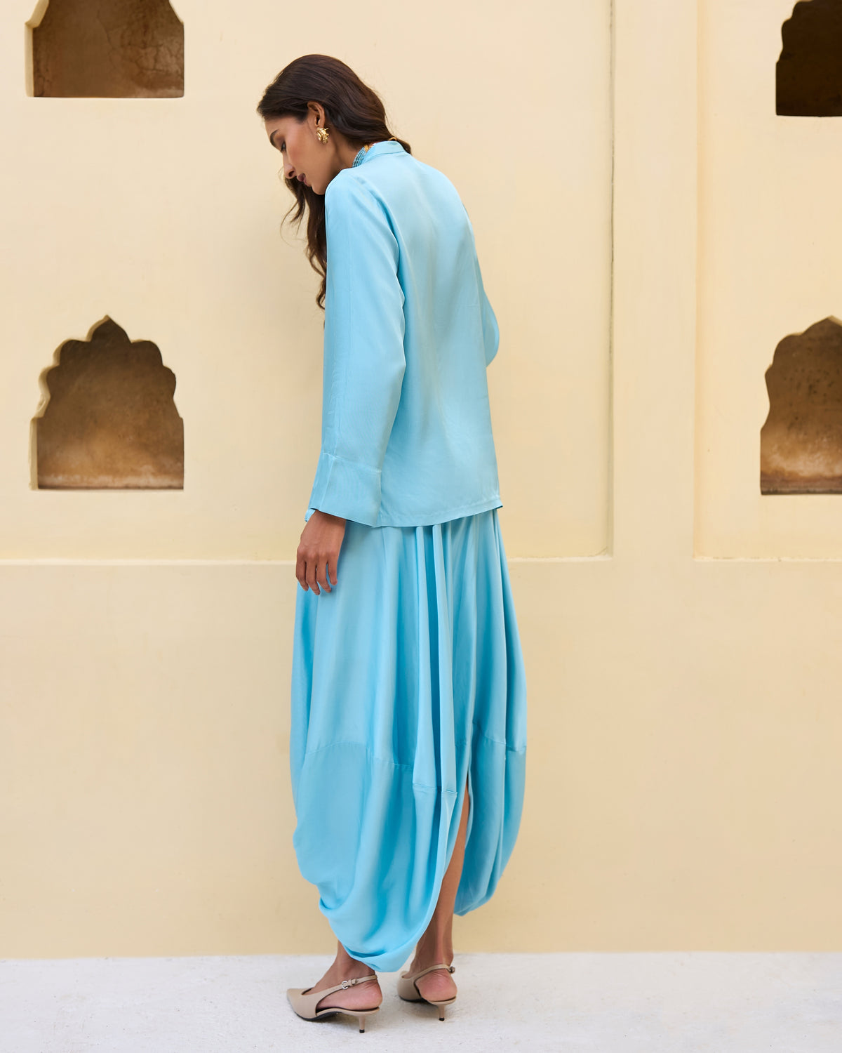 Ice Blue Cowl Pant Set