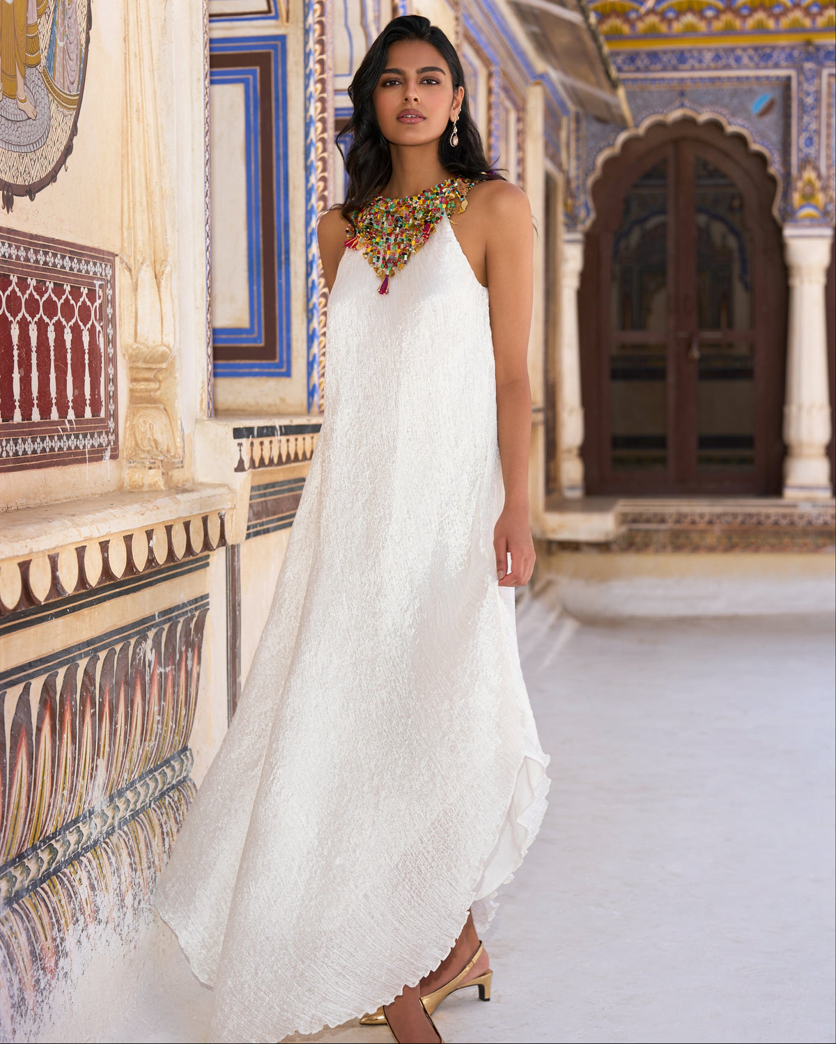 Ivory Beaded Tissue Dress