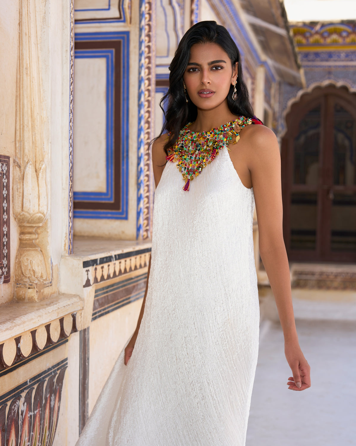 Ivory Beaded Tissue Dress