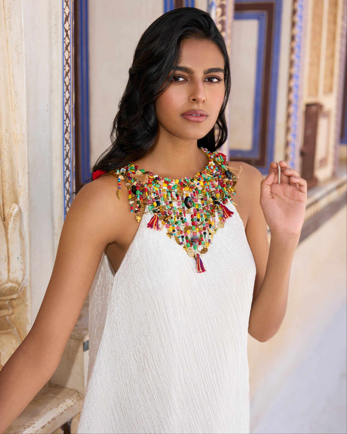 Ivory Beaded Tissue Dress