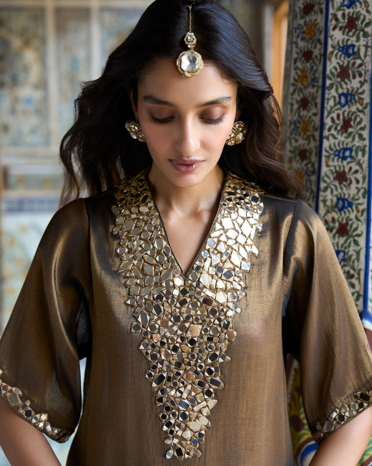 Antique Bronze Mirrorwork Top & Pants