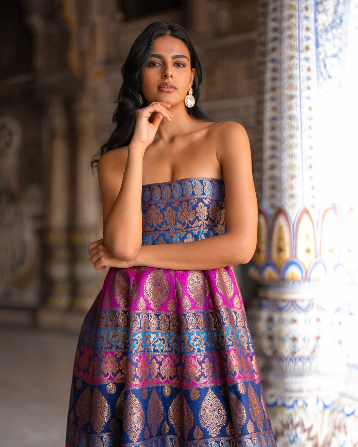 Jewel Tone Brocade Gown