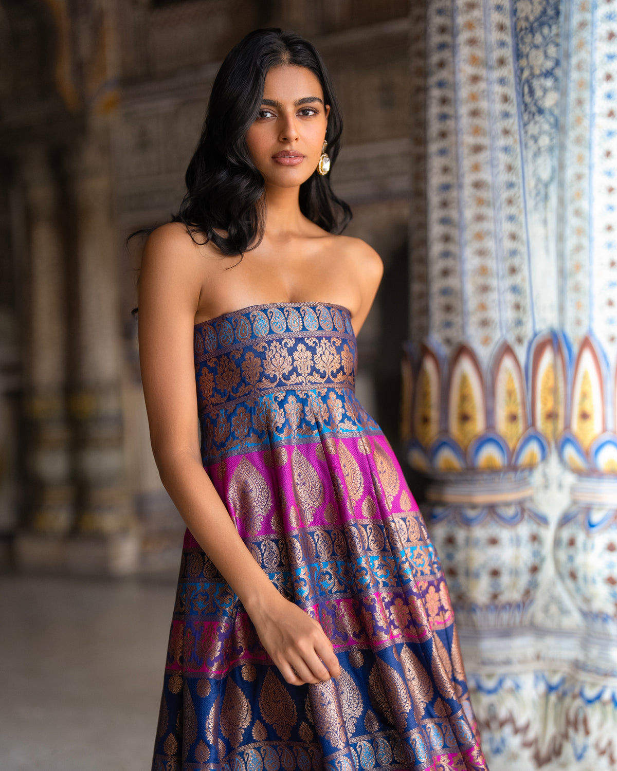 Jewel Tone Brocade Gown