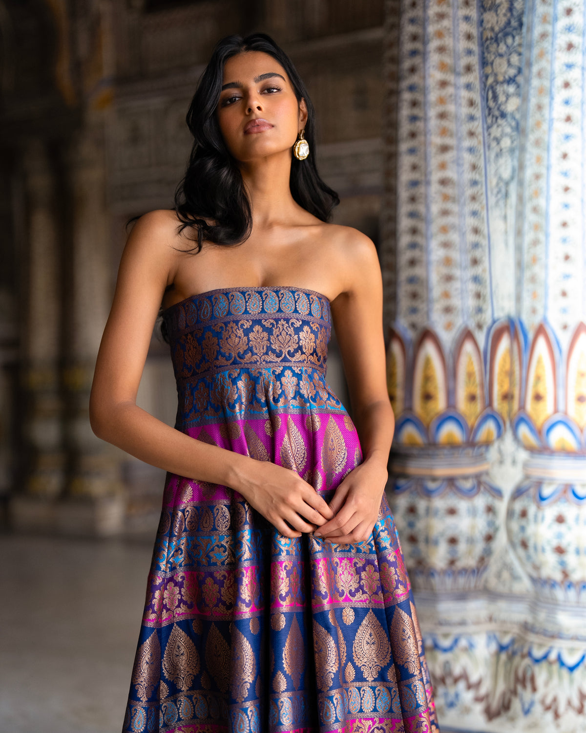 Jewel Tone Brocade Gown