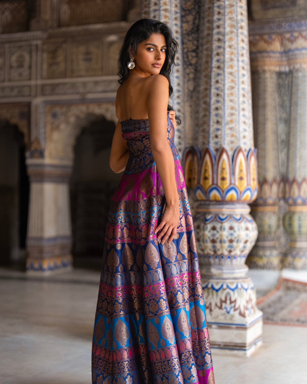 Jewel Tone Brocade Gown
