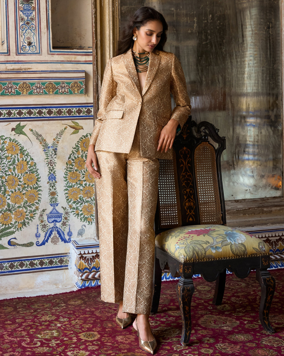 Benares Brocade Blazer Pant Set