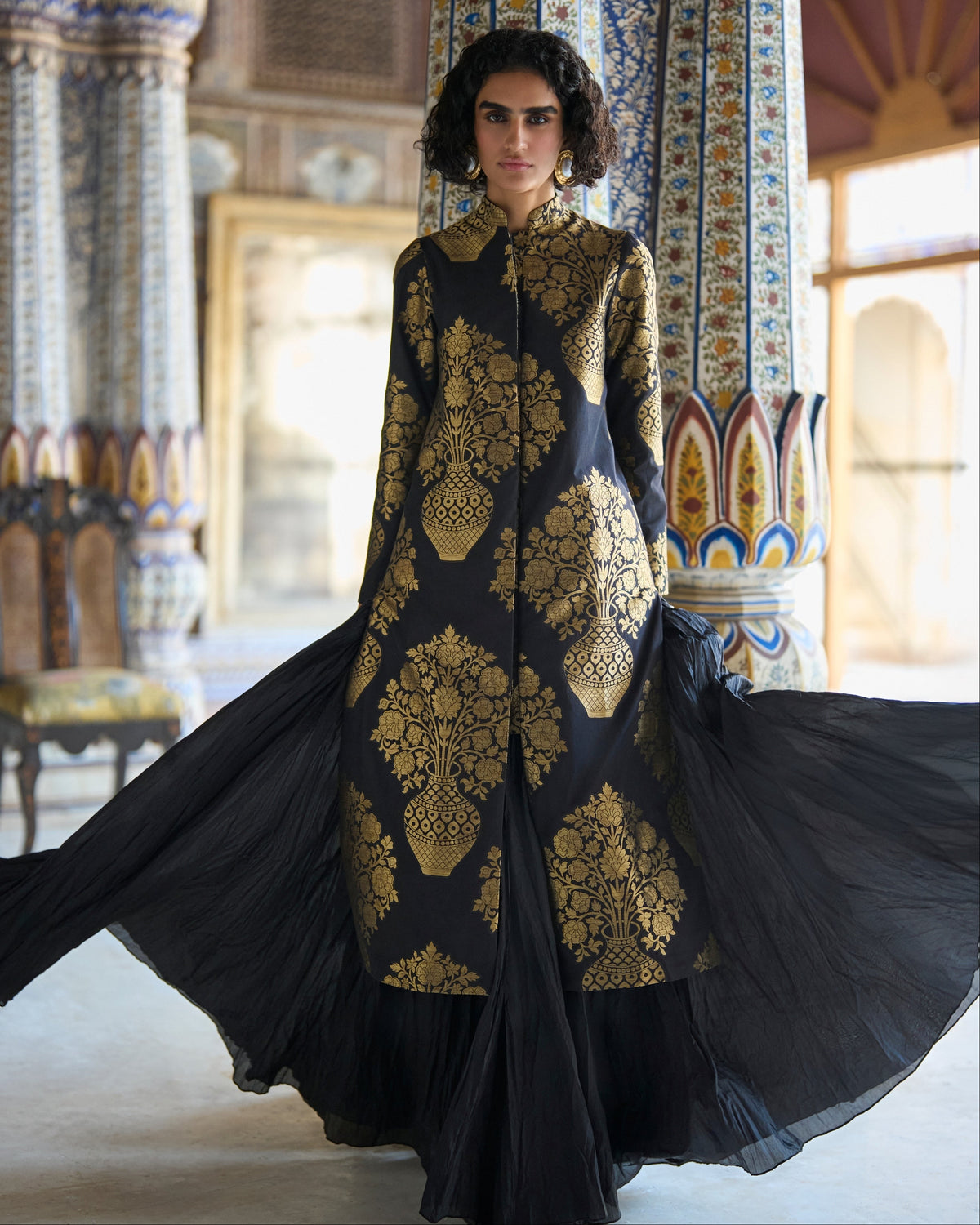 Benares Brocade Jacket Skirt Set