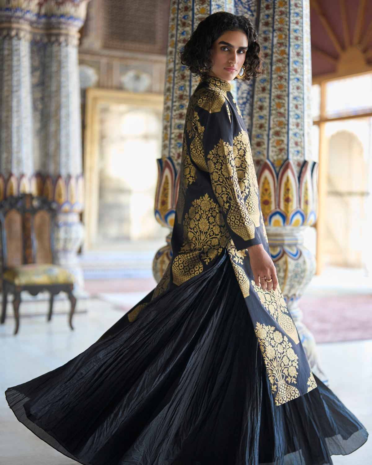 Benares Brocade Jacket Skirt Set