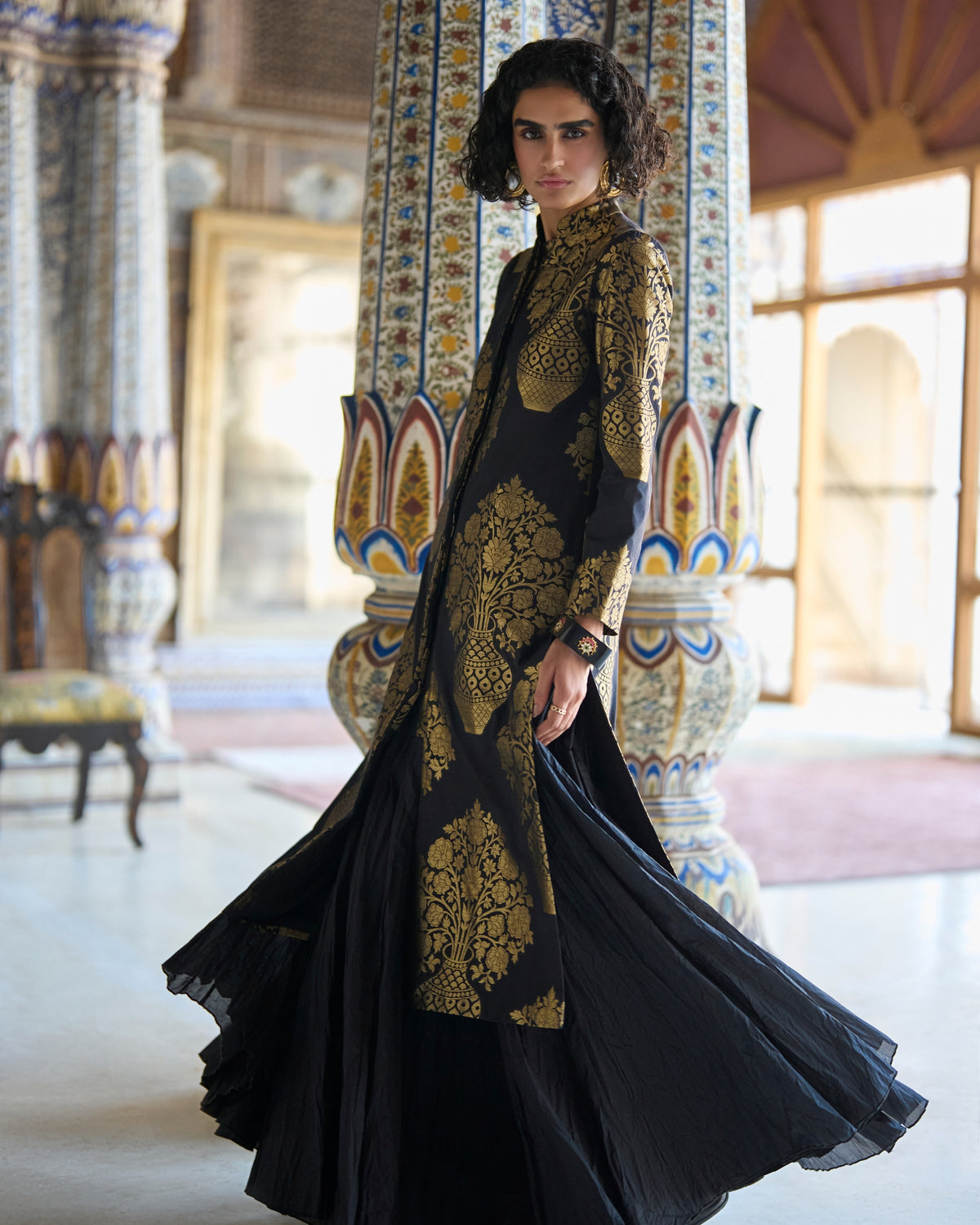 Benares Brocade Jacket Skirt Set