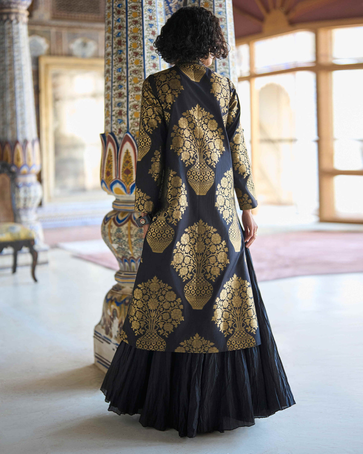 Benares Brocade Jacket Skirt Set