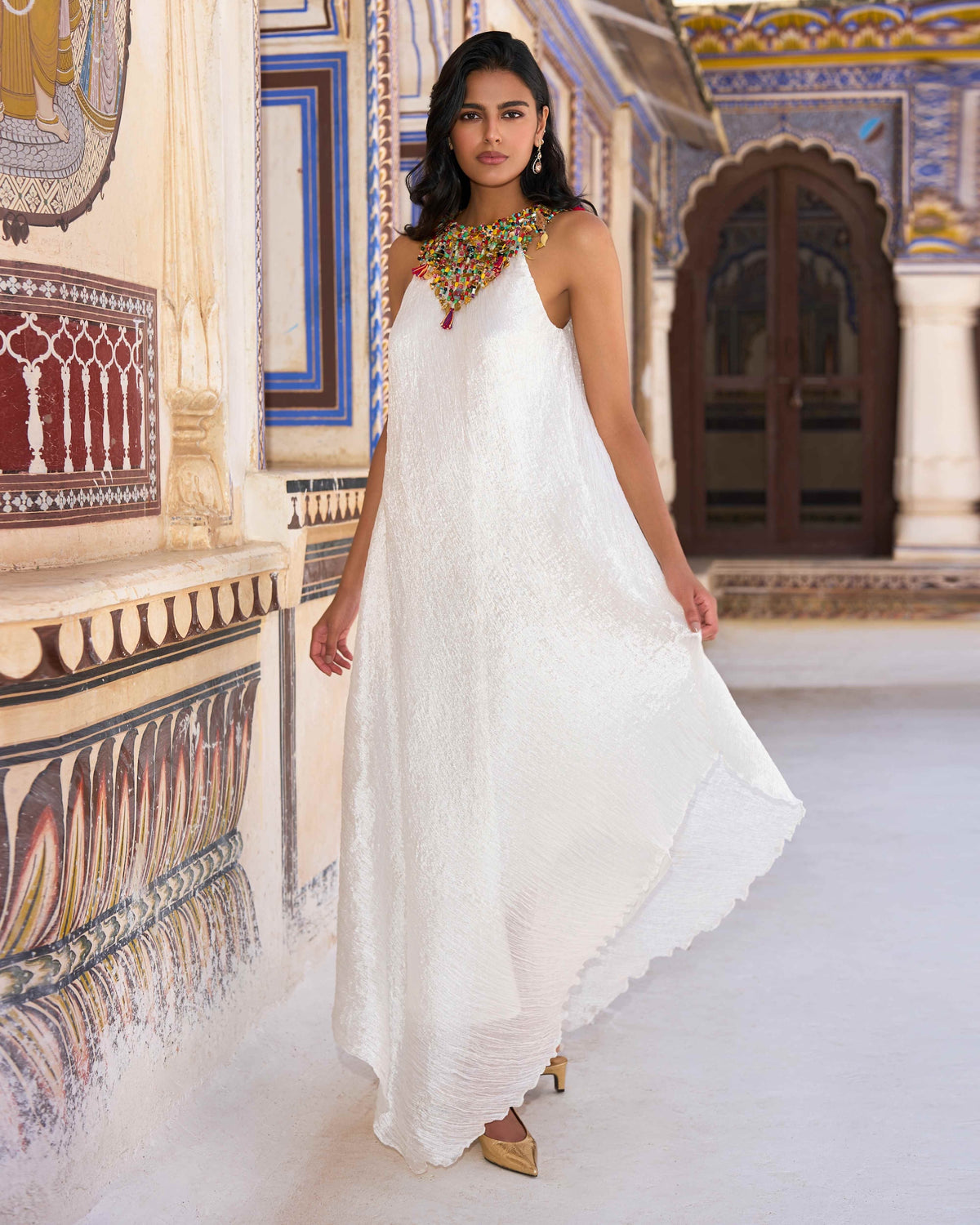 Ivory Beaded Tissue Dress