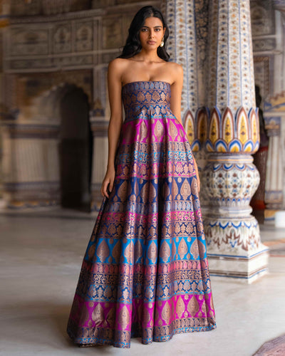 Jewel Tone Brocade Gown