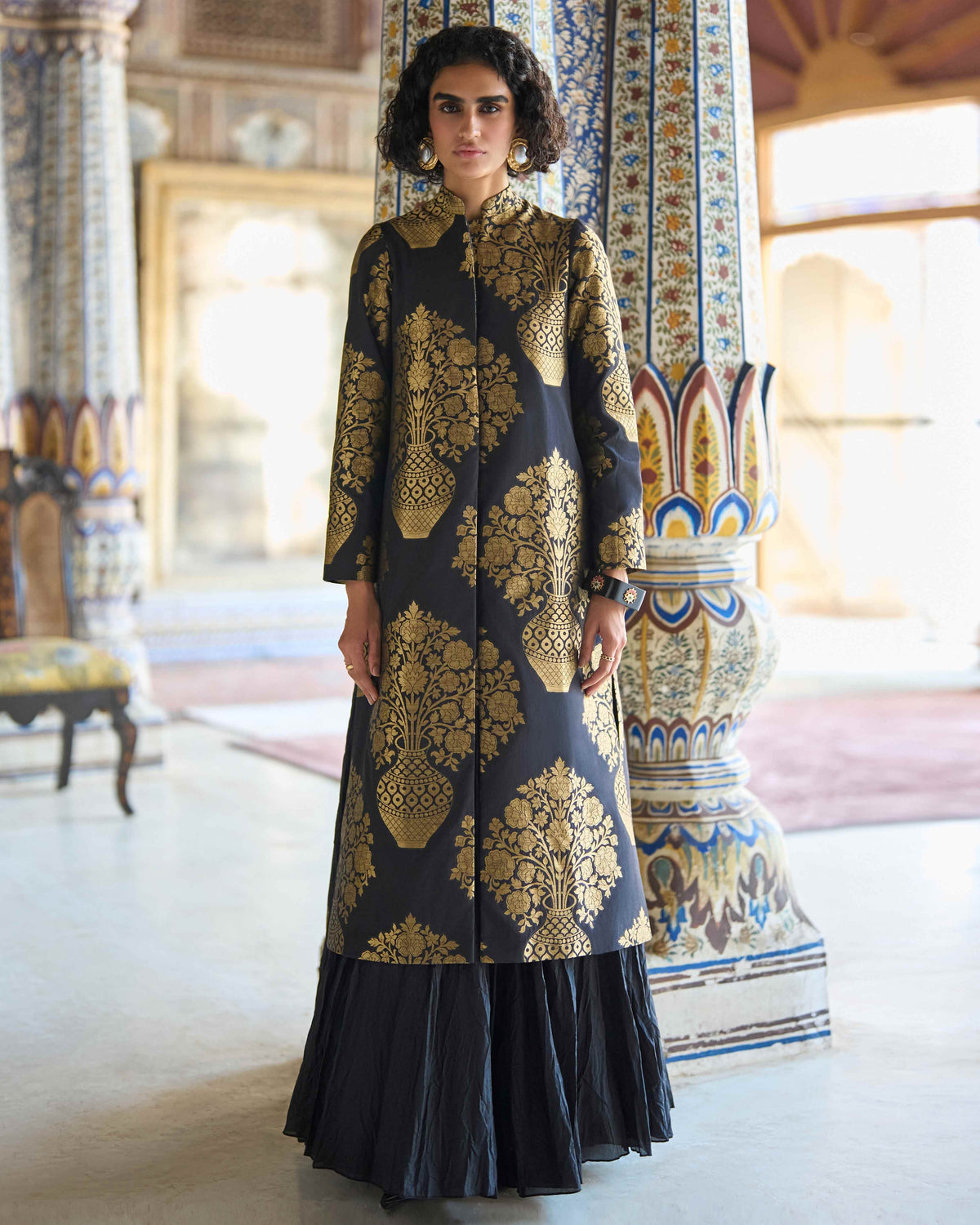 Benares Brocade Jacket Skirt Set