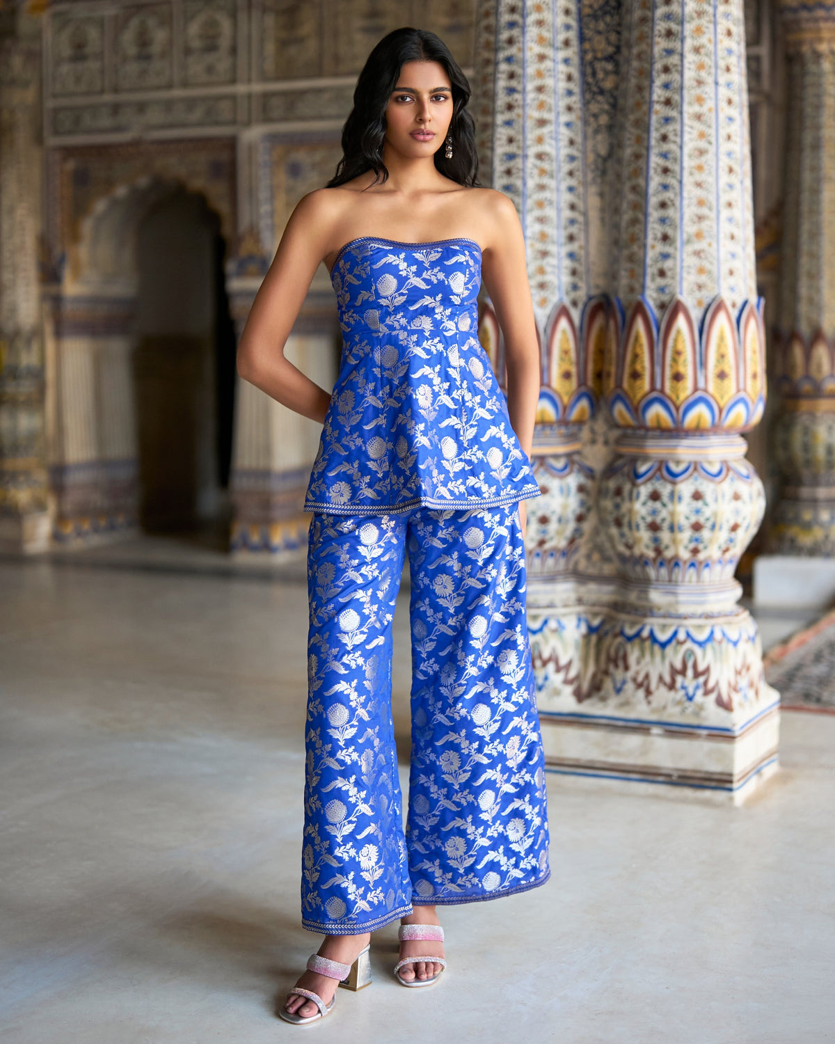 Royal Blue Peplum Pant Set