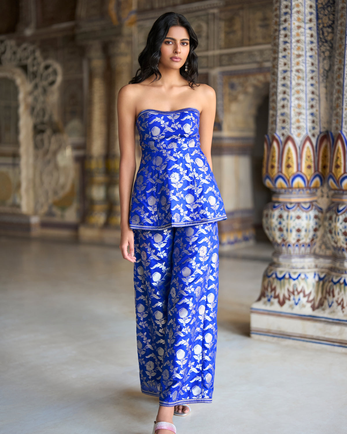 Royal Blue Peplum Pant Set