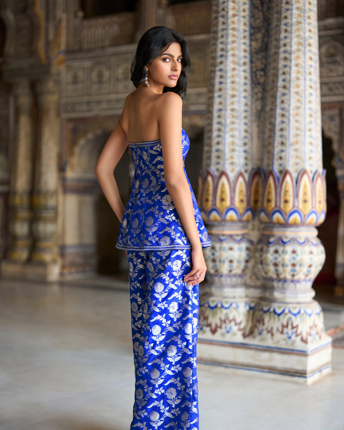 Royal Blue Peplum Pant Set