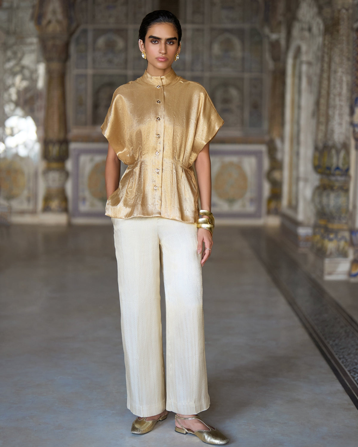 Champagne Brocade Pant Set