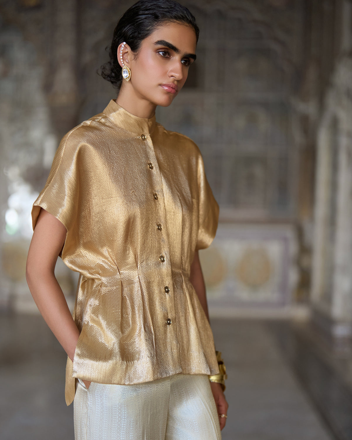 Champagne Brocade Pant Set