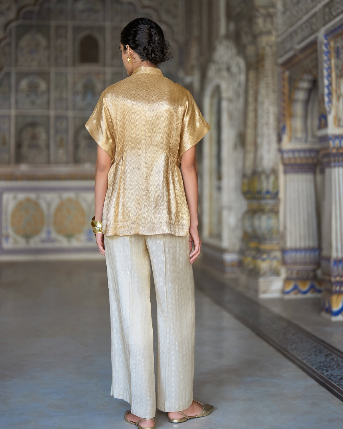 Champagne Brocade Pant Set